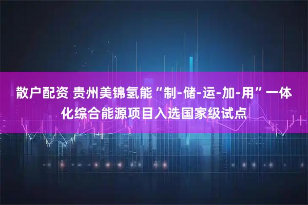 散户配资 贵州美锦氢能“制-储-运-加-用”一体化综合能源项目入选国家级试点